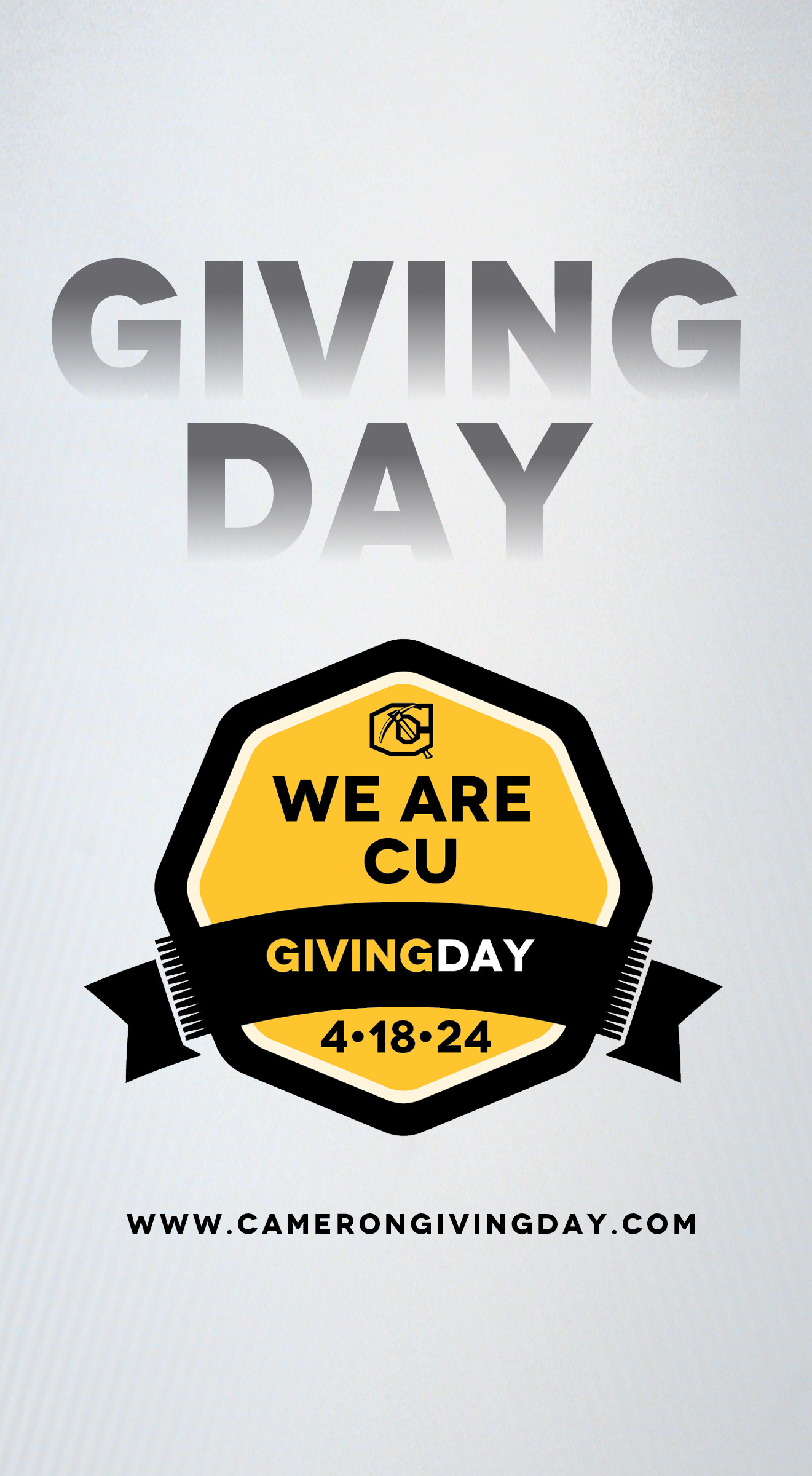 Giving Day
We Are C.U. Giving Day 4.18.24
www.camerongivingday.com