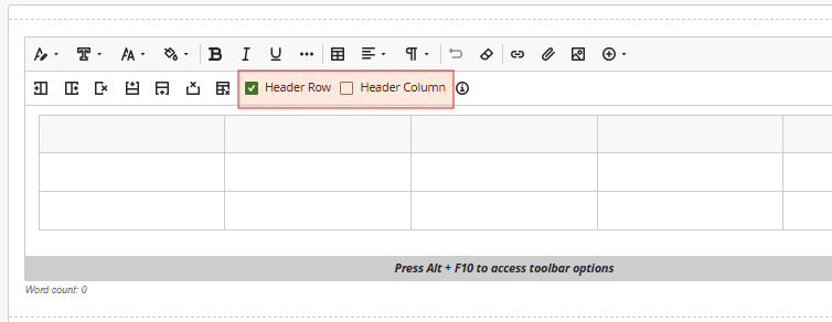 Image of Table icon location on toolbar.