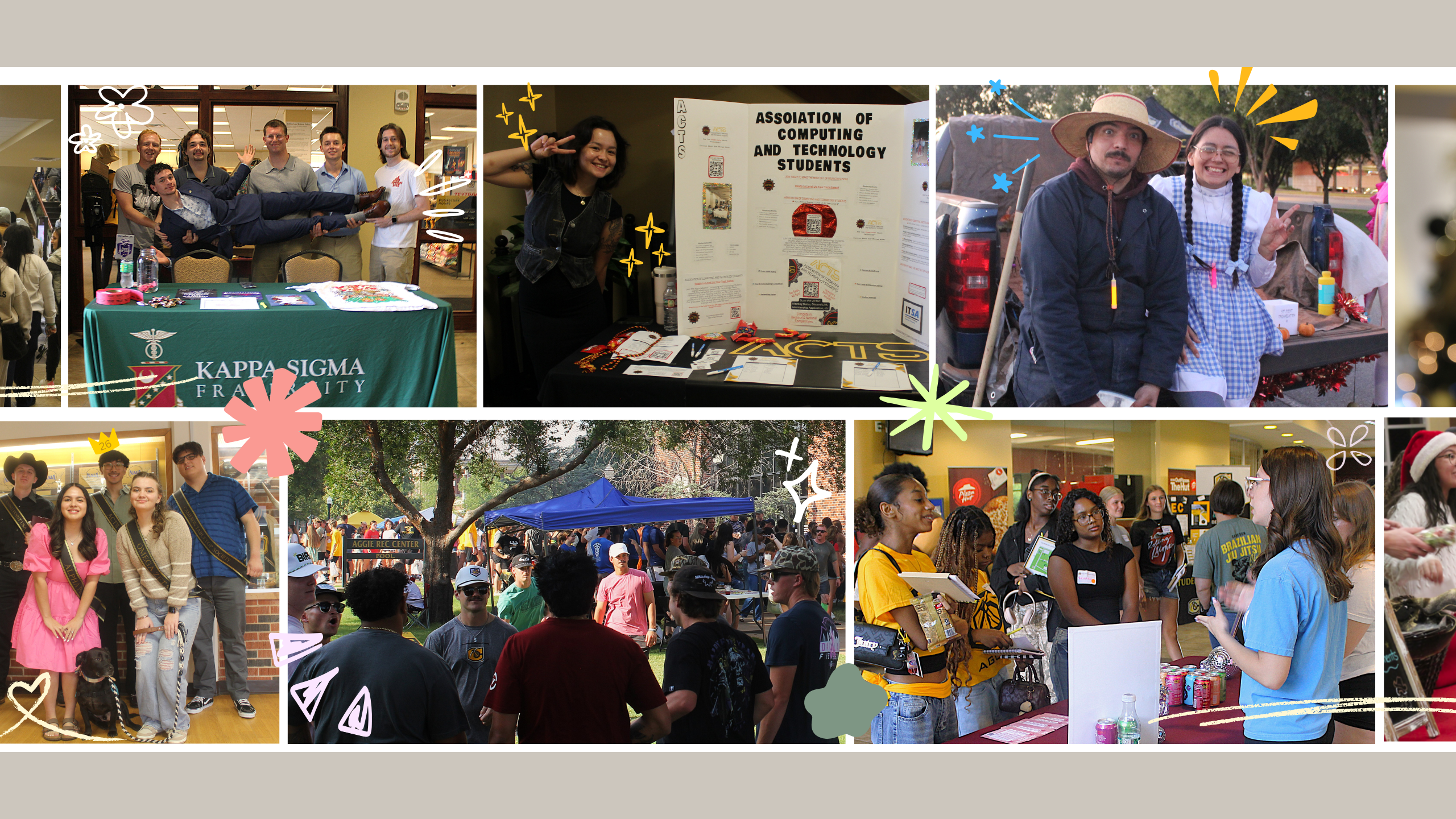 Photo collage of student organizations participating various events across campus.