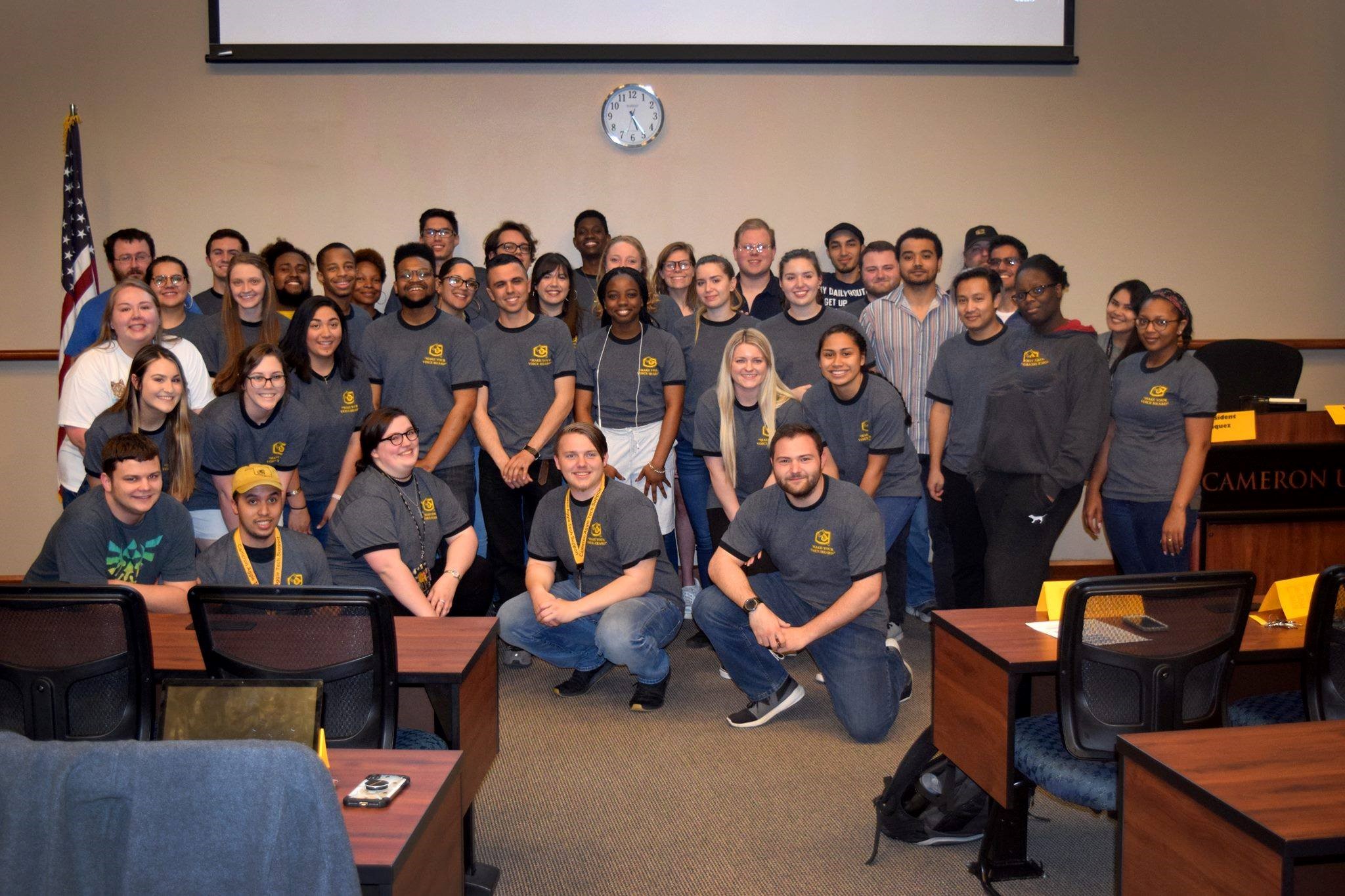 Cameron Students posing for a picture on Campus