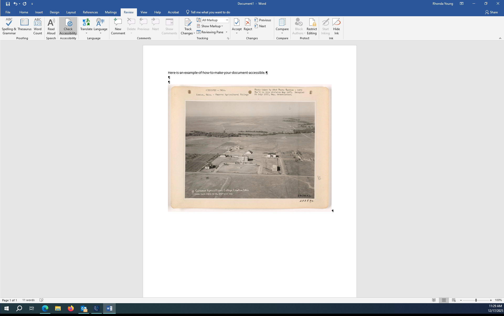 Check accessibility function screenshot