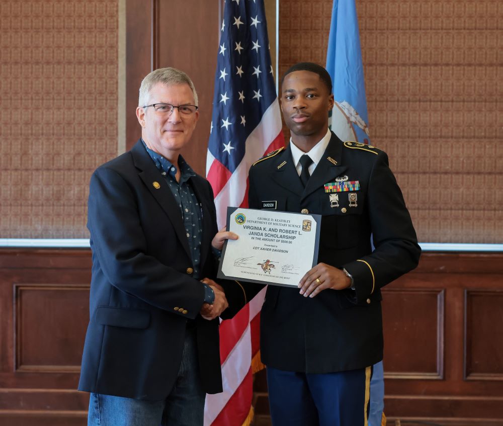 Dr Lance Janda with ROTC cadet