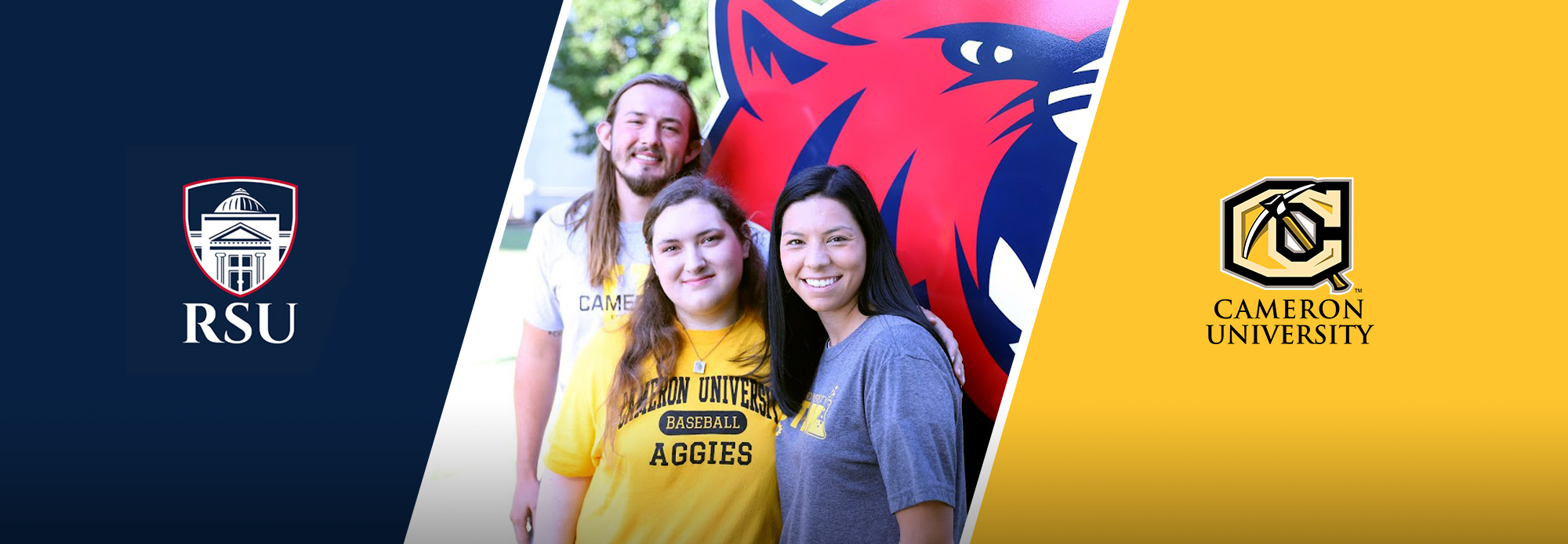 Cameron Students posing for a picture on Campus